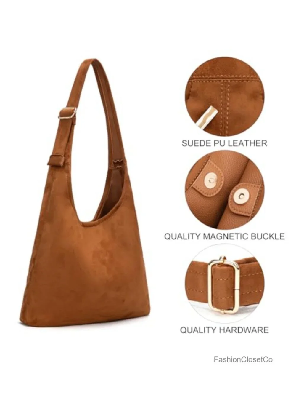 Ultra Soft Faux Leather Slouchy Hobo Bag with Cosmetic Pouch